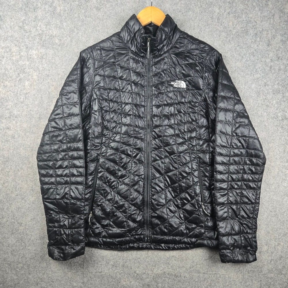 The North Face Thermoball Jacket Womens S Black Quilted Puffer Full Zip Coat